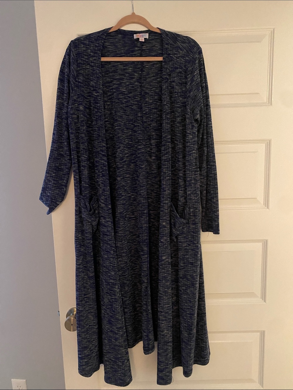 LuLaRoe Navy Heather Open-Front Maxi Cardigan